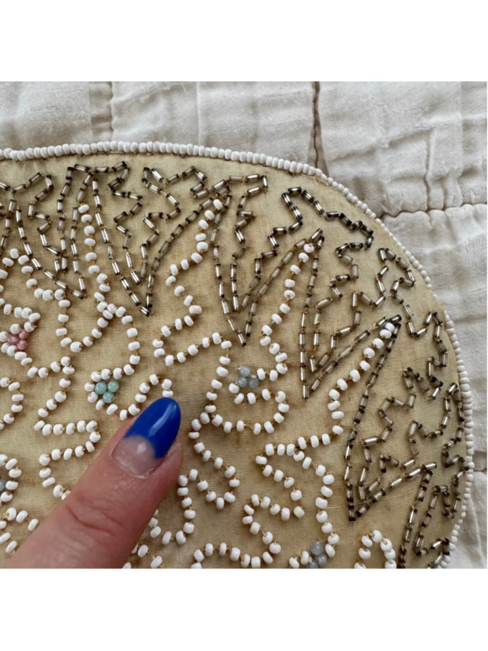 Vintage Beaded Cream White Clutch Purse